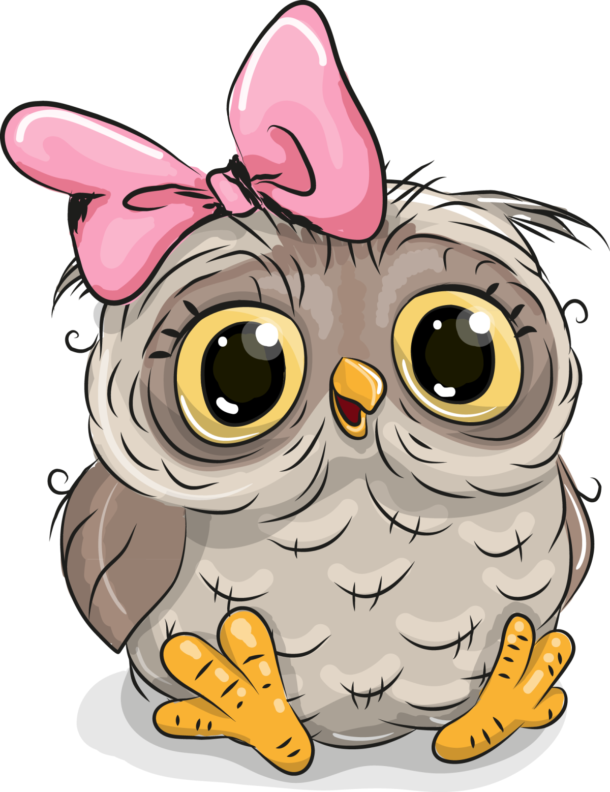 a cute cartoon owl with a pink bow