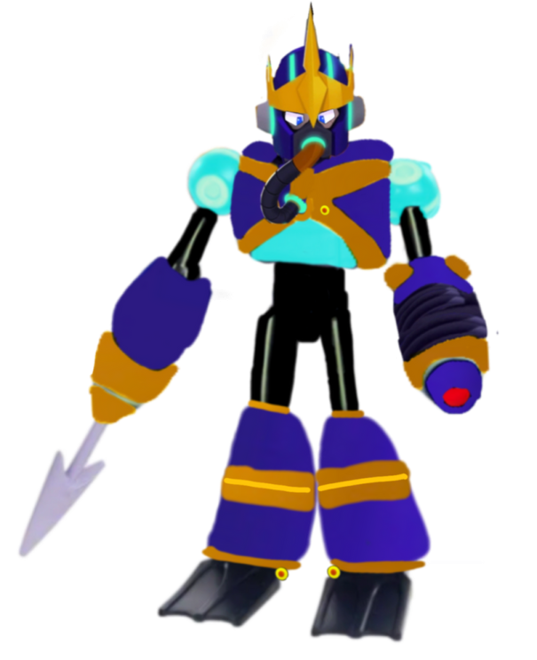 a cartoon character in a blue and yellow outfit