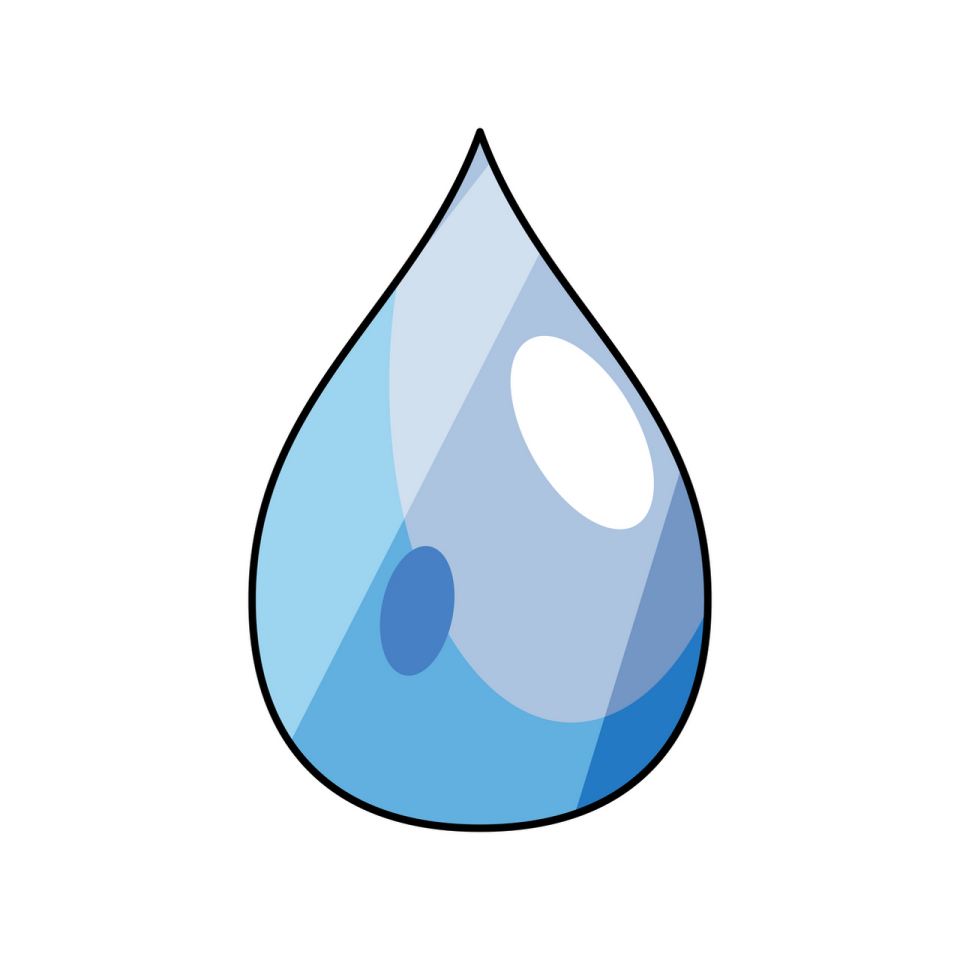 a blue water drop on a white background