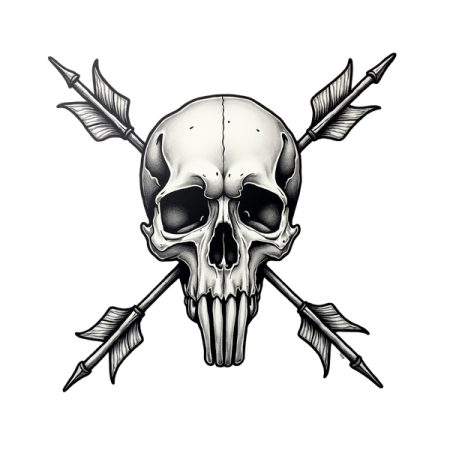 a skull and arrows tattoo design