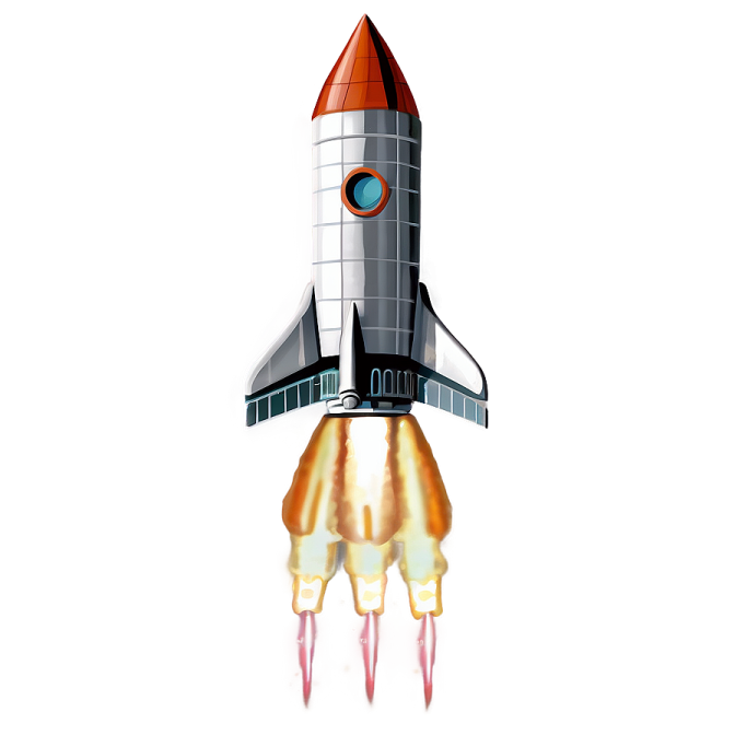 a rocket is flying through the air on a white background