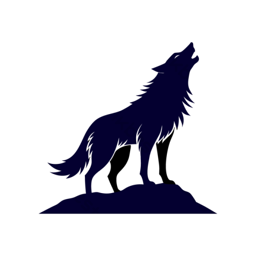 a silhouette of a wolf standing on a hill