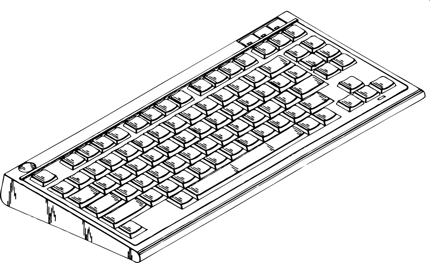 a black and white drawing of a keyboard