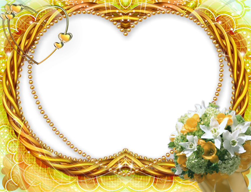 a heart shaped frame with flowers and pearls