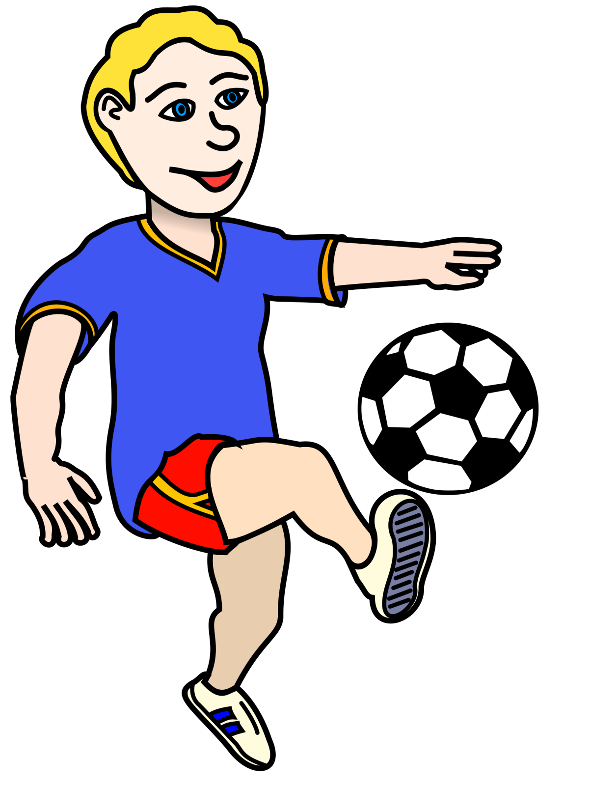 a boy kicking a soccer ball