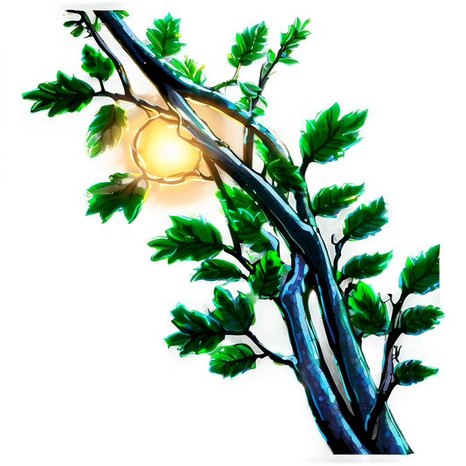 a drawing of a tree with a sun in the background