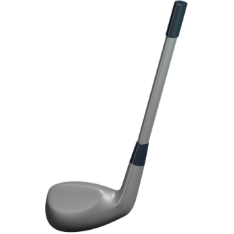 a golf putter with a black handle