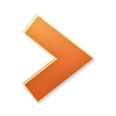 an orange arrow icon on a white background