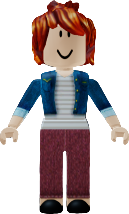 a lego figure with red hair and blue jacket