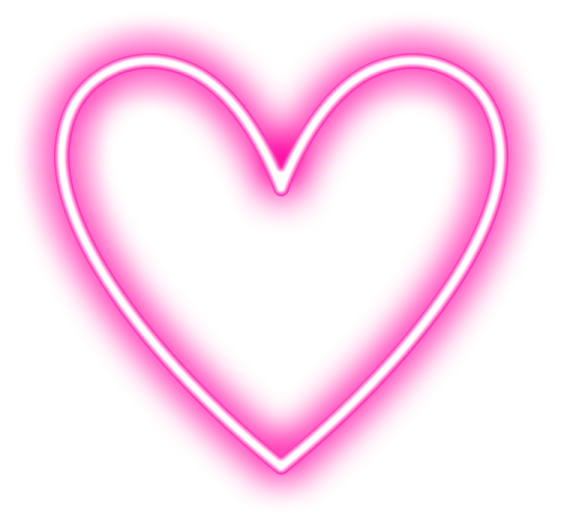 a neon heart on a white background