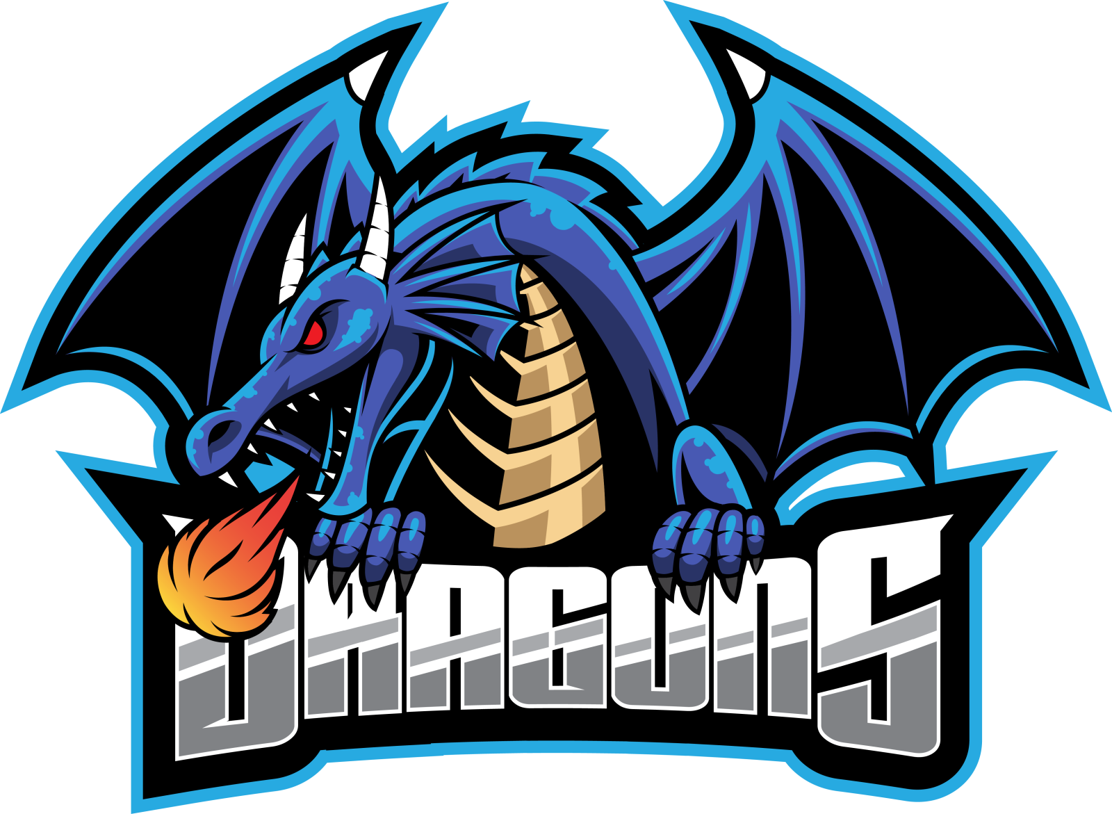 a blue dragon mascot with a basketball ball