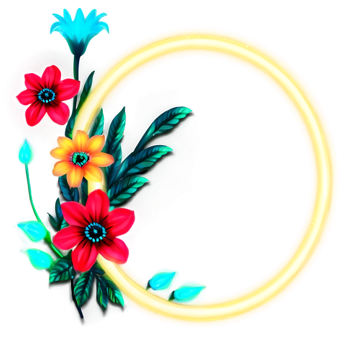a circle with flowers and leaves on it