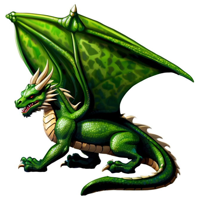 a green dragon sitting on the ground