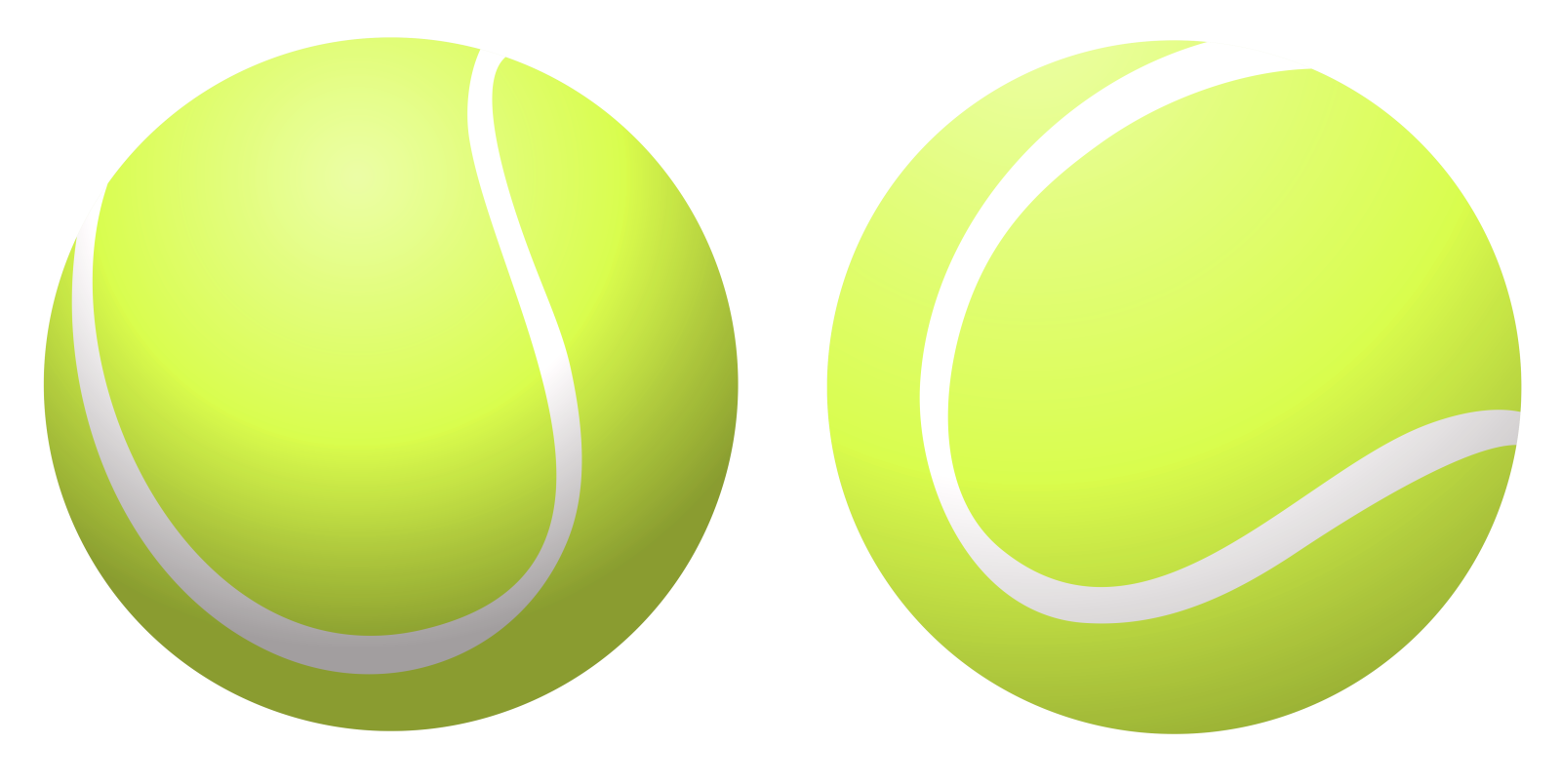two tennis balls with a white background
