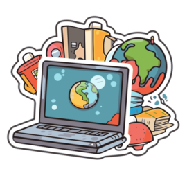 a laptop with the earth on top of it