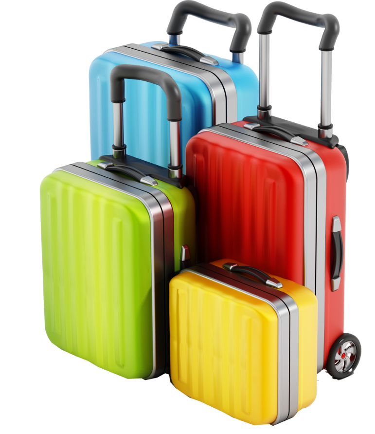 four pieces of luggage on wheels