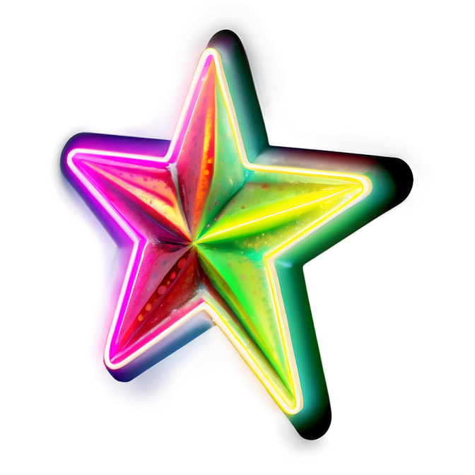 a neon colored star on a white background