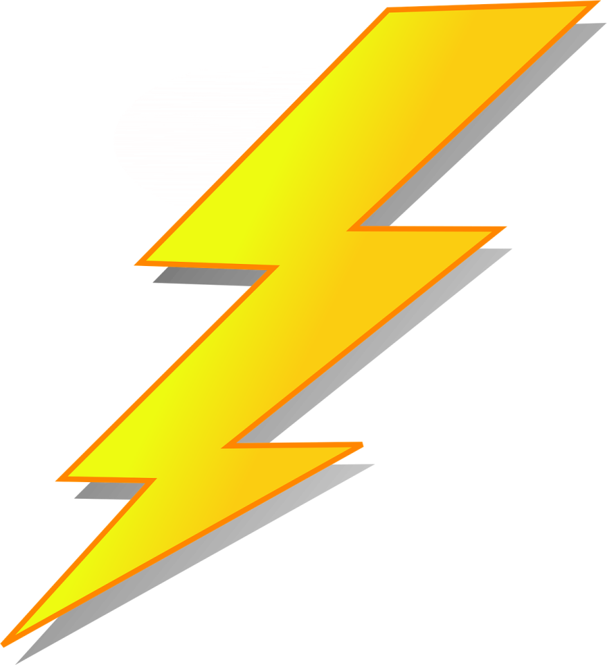 a yellow lightning bolt on a white background
