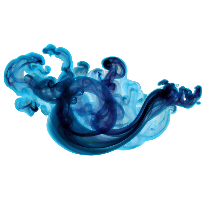 blue ink in water on white background
