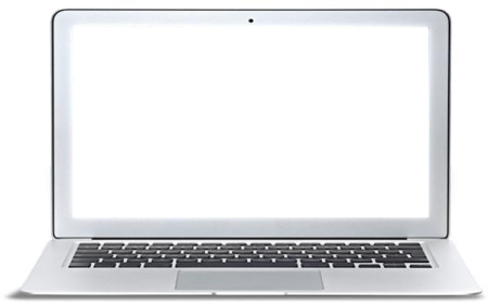 an open laptop computer with a white screen