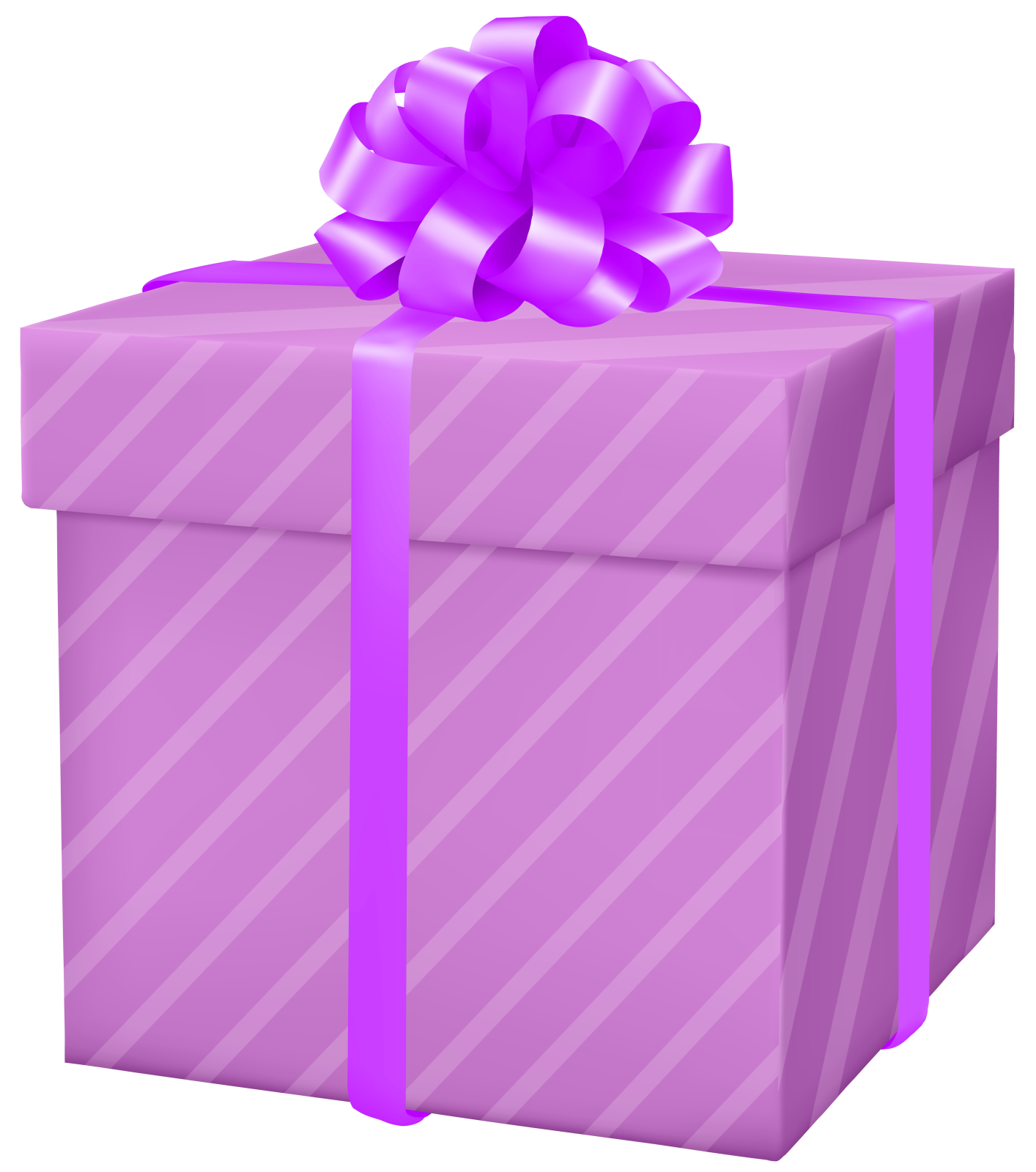 a purple gift box with a bow