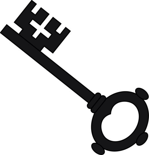 a black and white image of a key