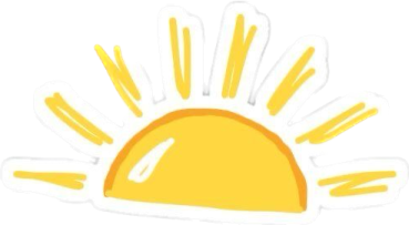 a yellow sun sticker on a white background