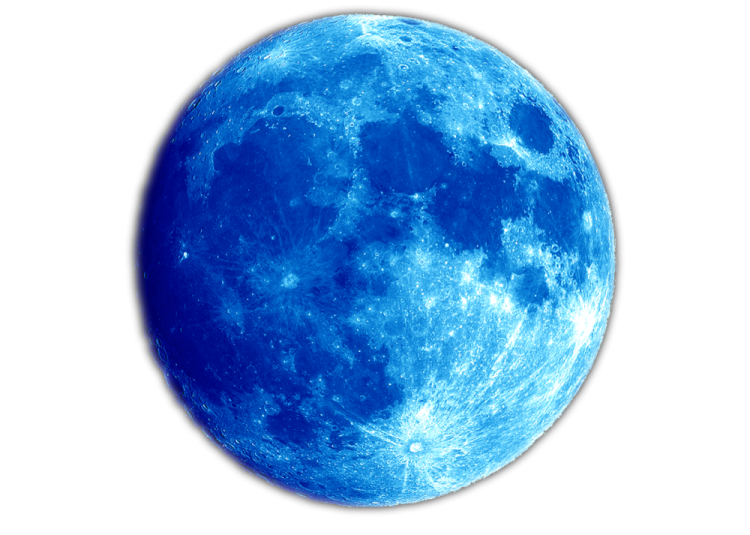 a blue moon on a white background