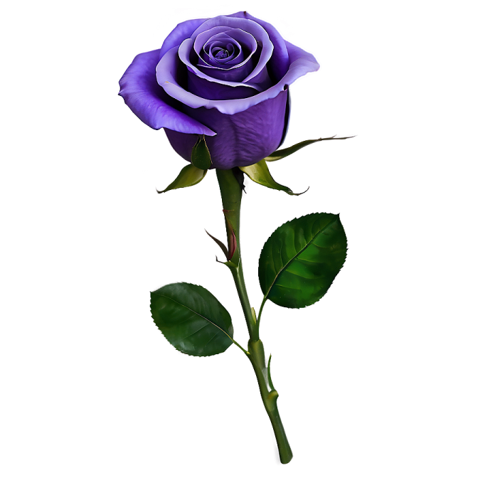 a single purple rose on a white background