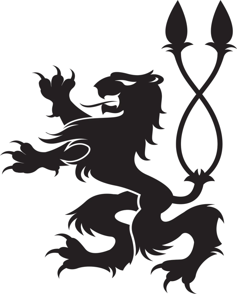 a black and white silhouette of a lion