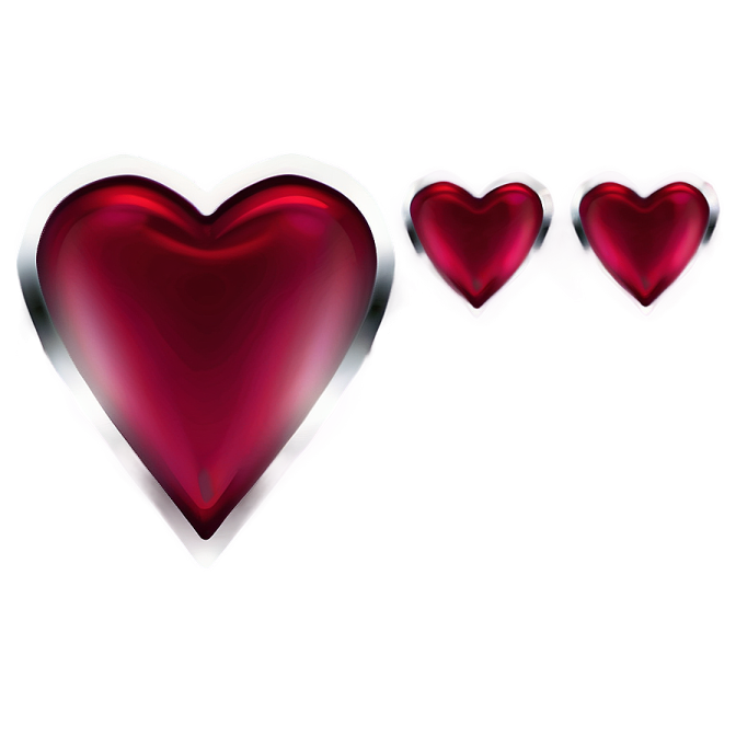 three red hearts on a white background