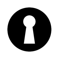 a black and white icon of a keyhole