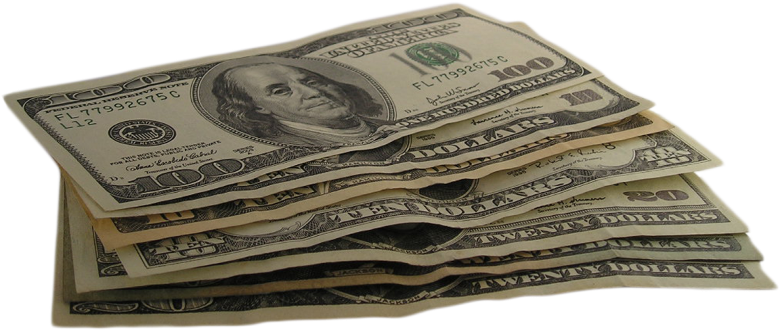 a pile of money on a white background