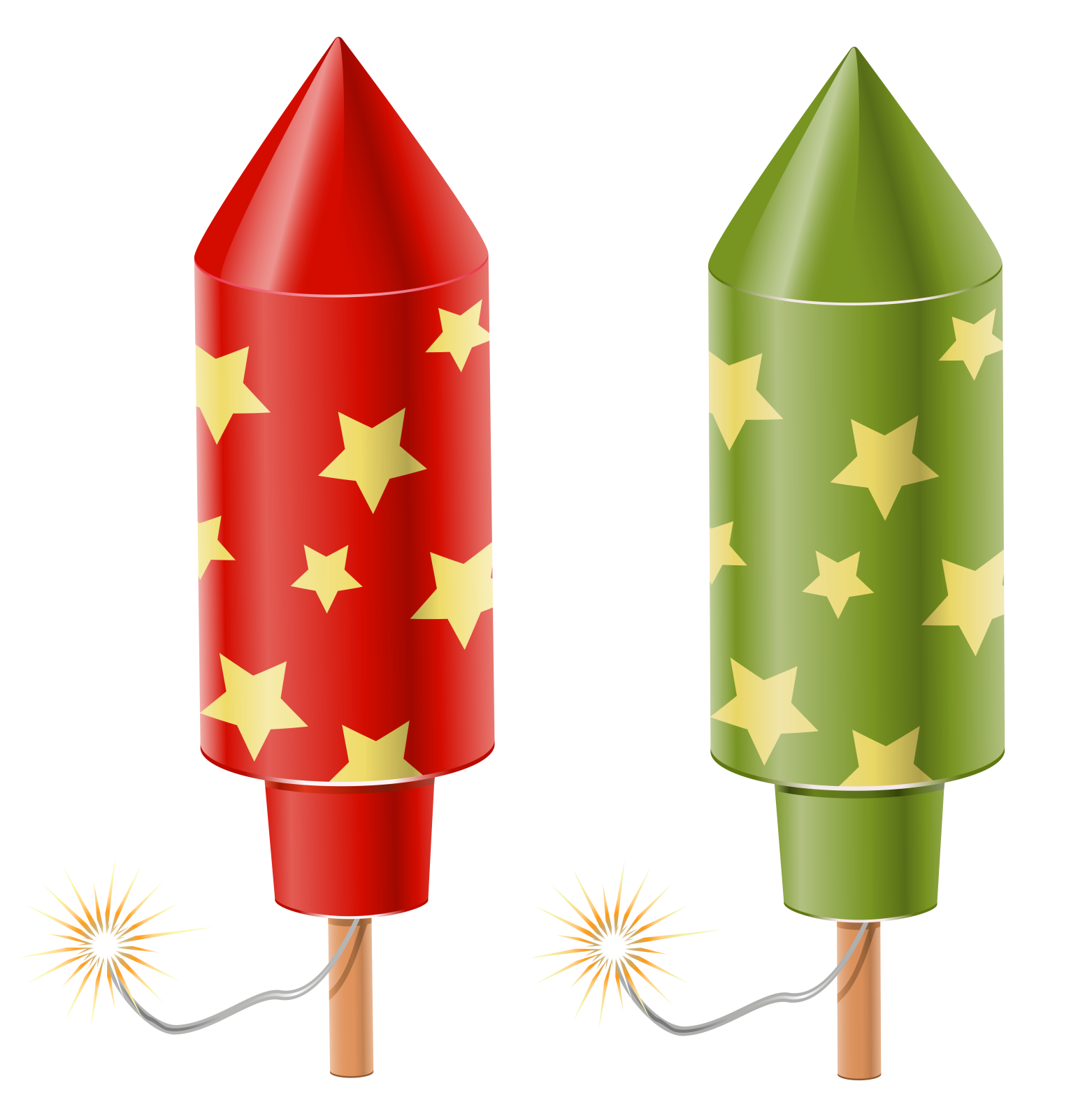 two fireworkss with stars on them
