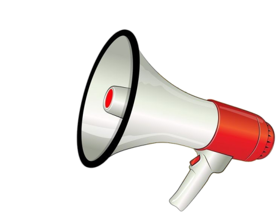 a red and white megaphone on a white background