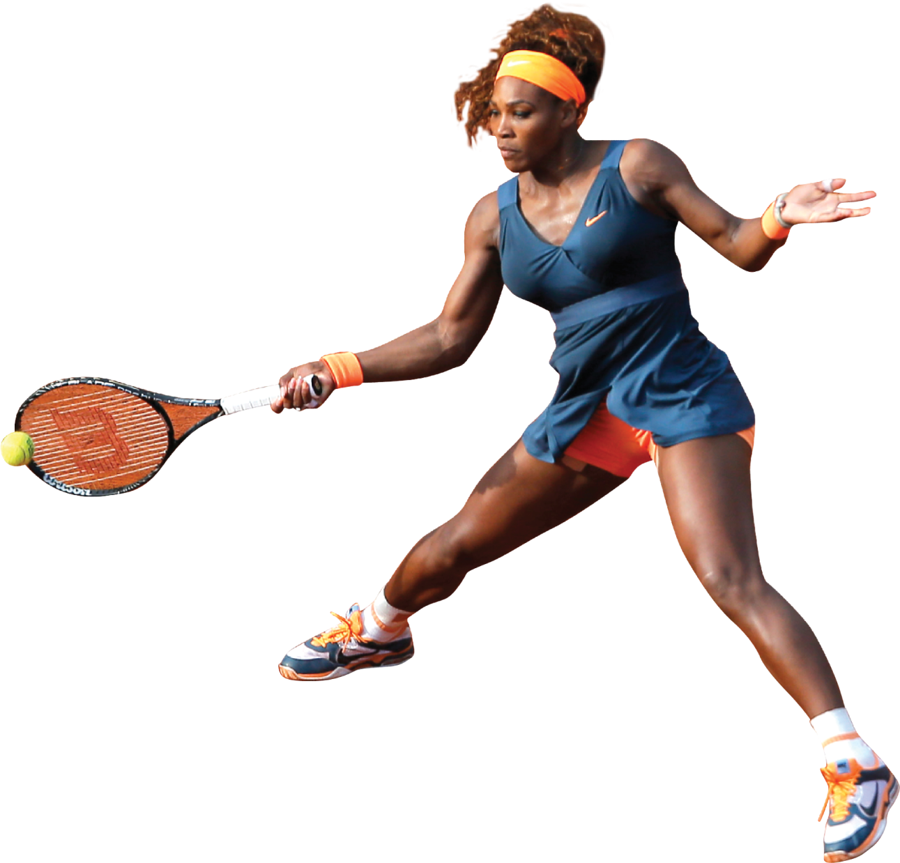 a woman is playing tennis on a white background