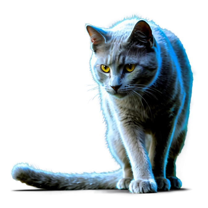 a gray cat with yellow eyes