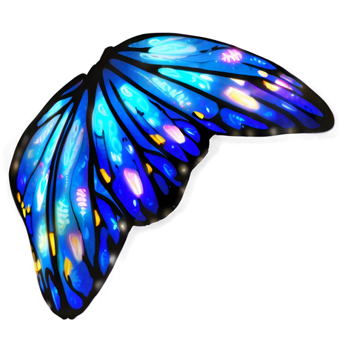 a blue and yellow butterfly wing