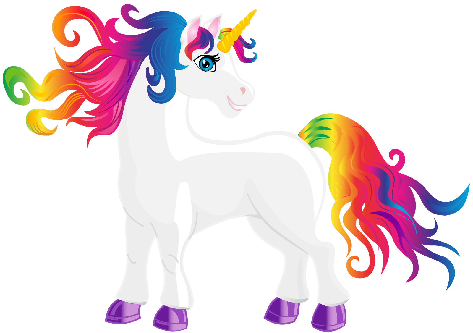 a cartoon unicorn with colorful manes
