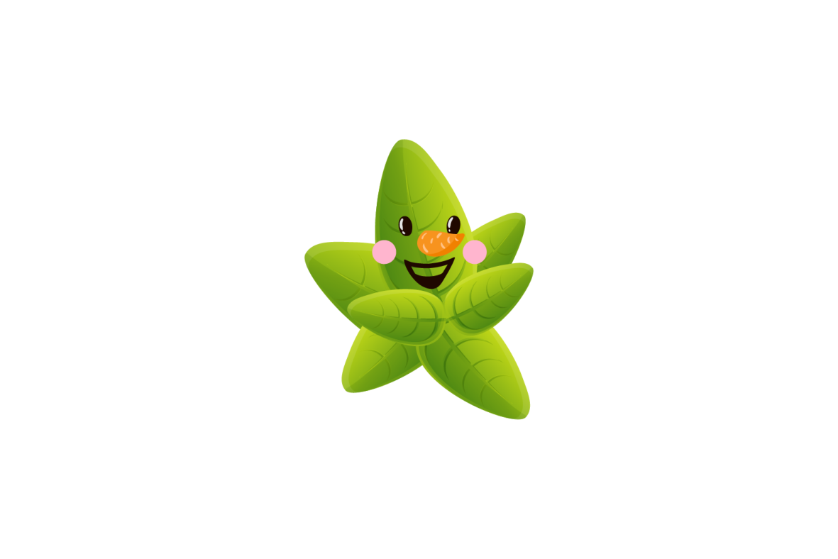 a green star with a smiling face on it