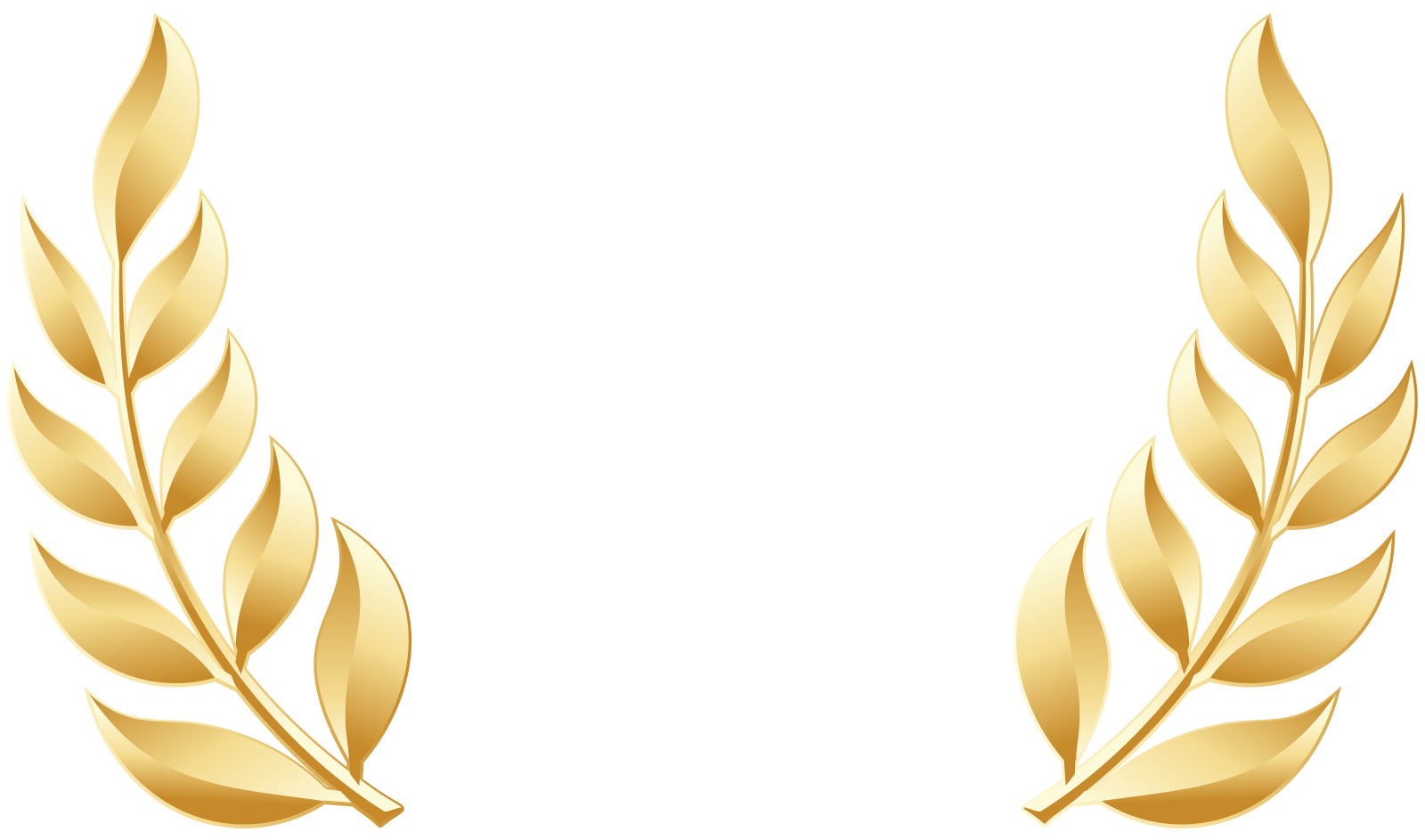 two gold laurels on white background