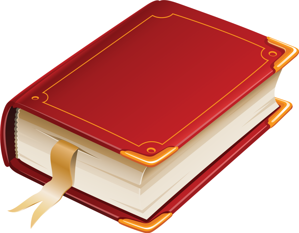 a red book with gold trim
