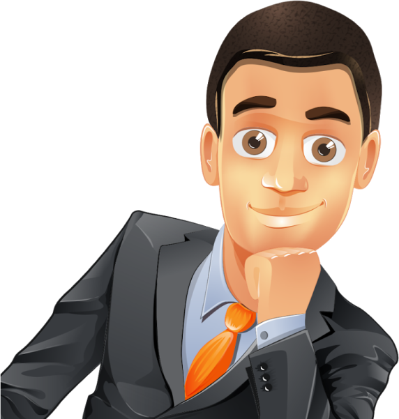 a cartoon man in a suit and tie