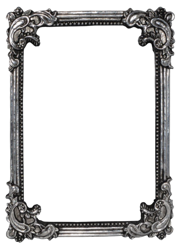 a silver frame on a white background