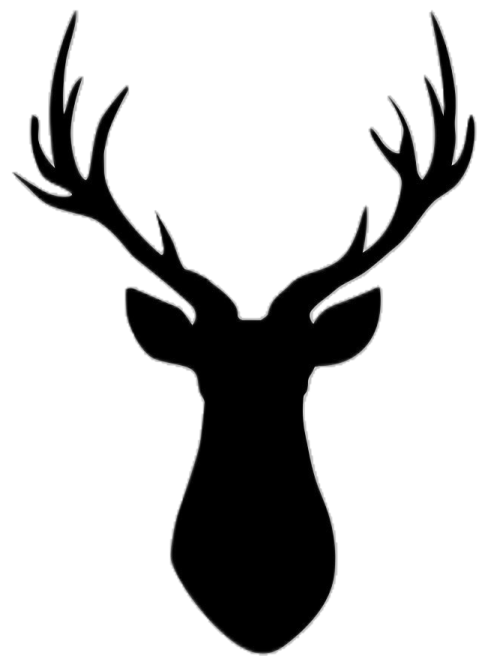 a deer head silhouetted on a white background