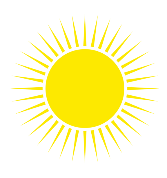 a yellow sun on a white background