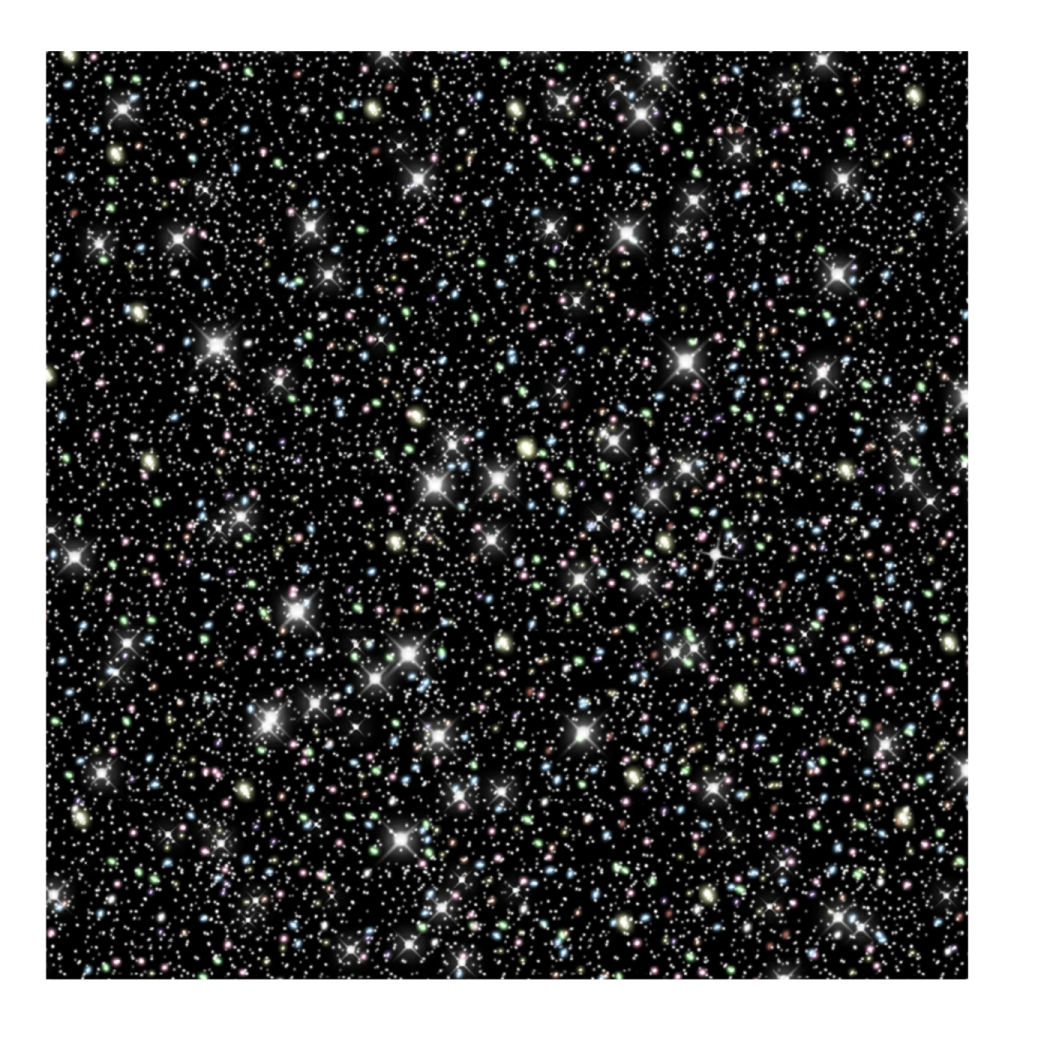 a black background with white and blue stars
