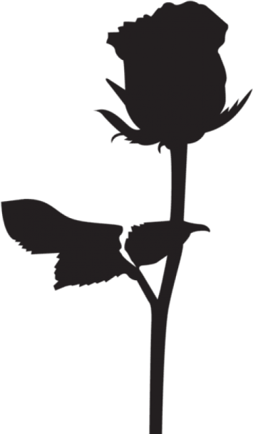 a black and white silhouette of a rose