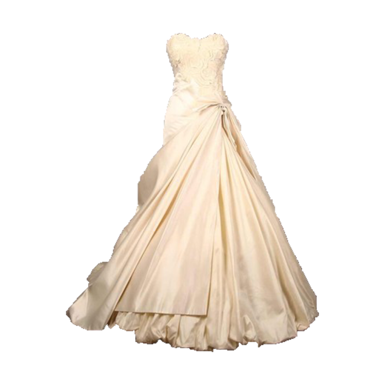 a wedding dress on a white background