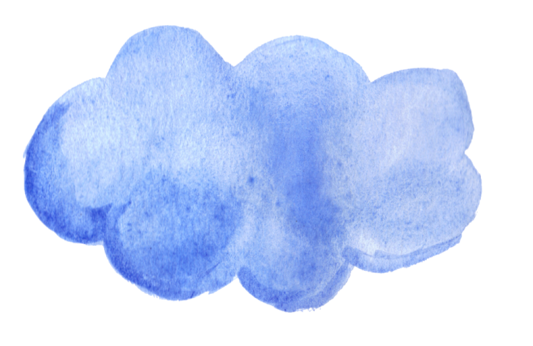 blue watercolor cloud on white background
